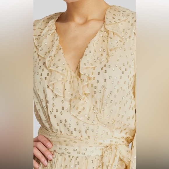 Zimmermann Cream Metallic Dot Long-Sleeve Mini Dress - Picture 6 of 16